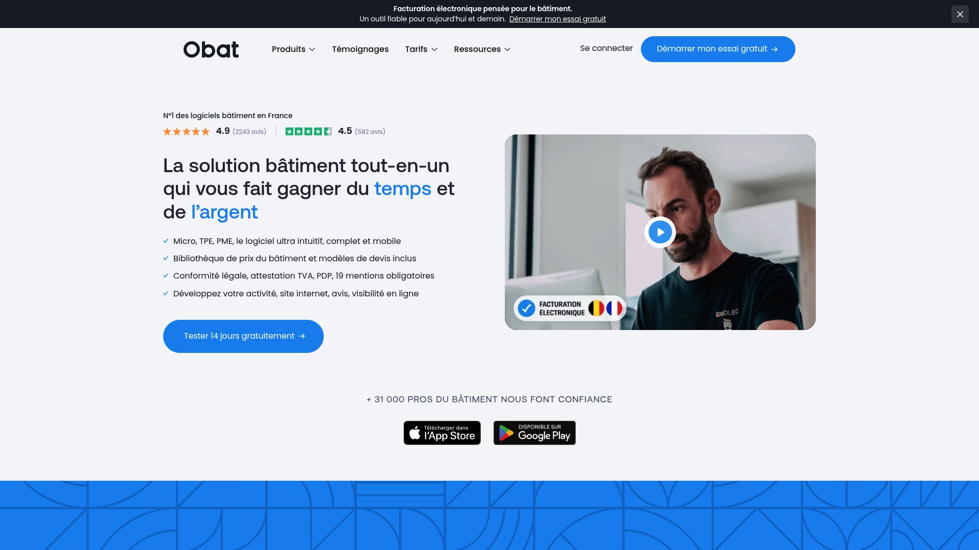 Screenshot of Obat software interface showing invoice creation