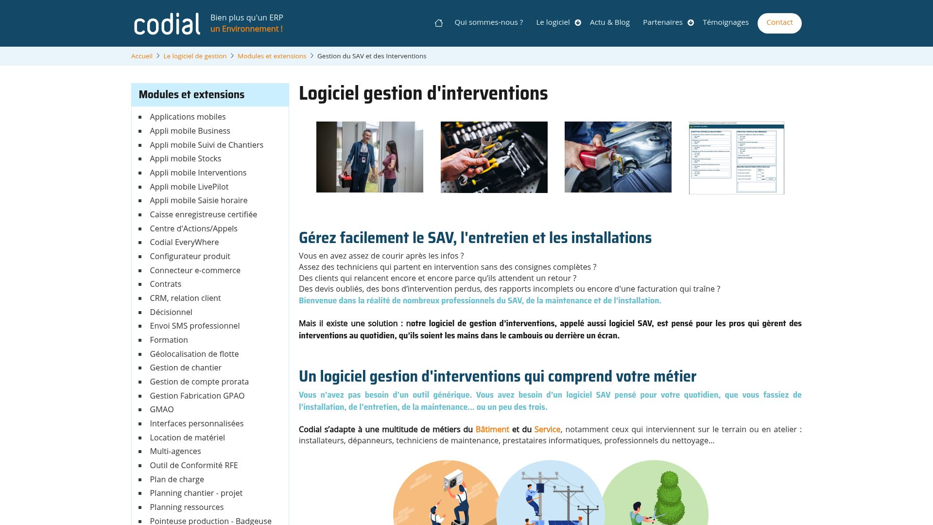 Screenshot of Codial software interface showing the intervention planning scheduling dashboard.