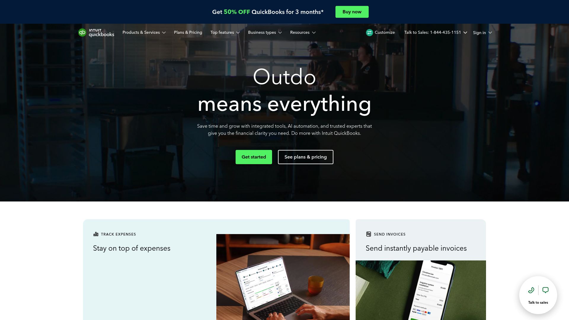 Screenshot of quickbooks.intuit.com