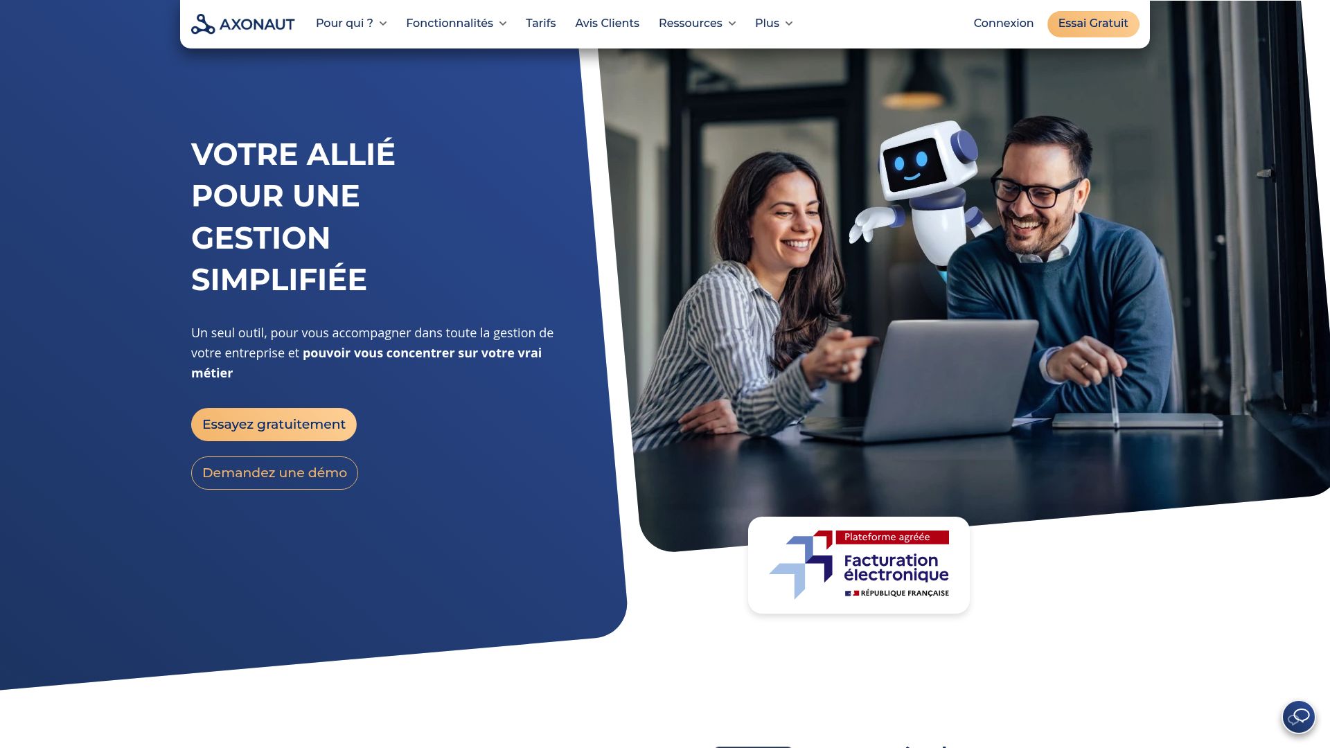 Screenshot of www.axonaut.com