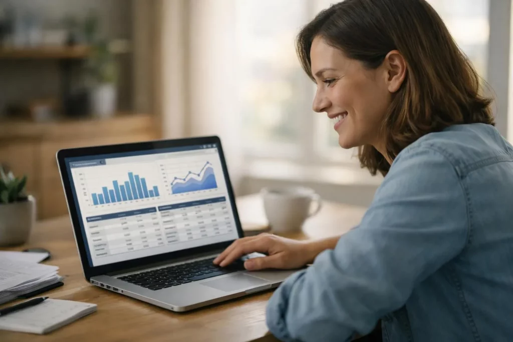 "Femme utilisant un logiciel pour rentabiliser les CEE sur son ordinateur portable"