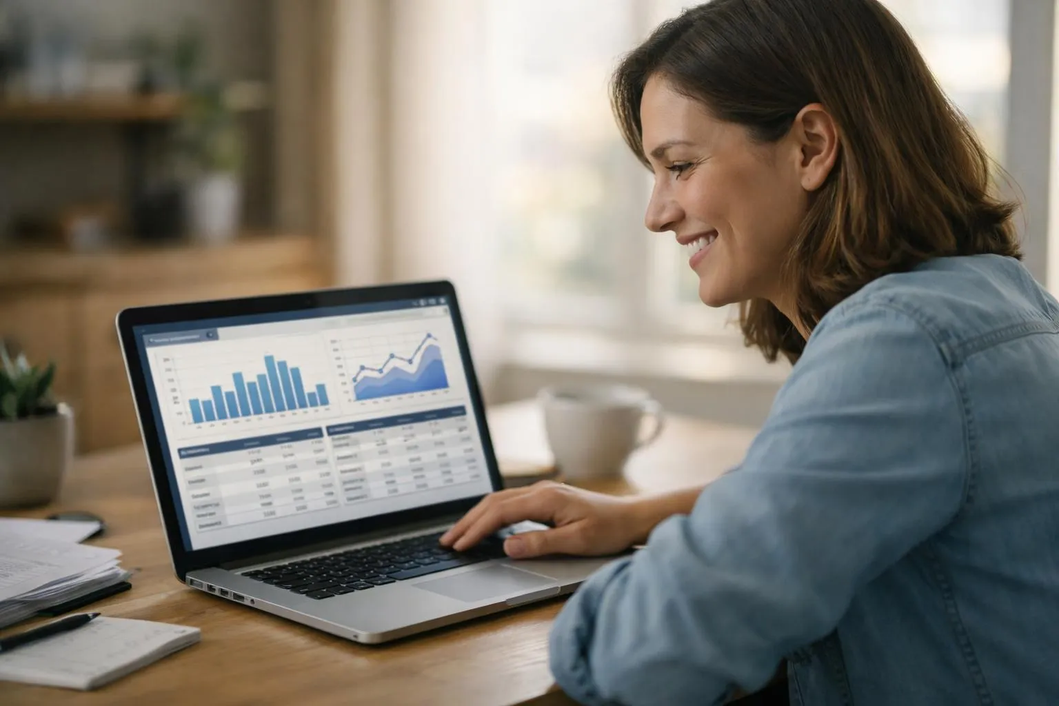 "Femme utilisant un logiciel pour rentabiliser les CEE sur son ordinateur portable"