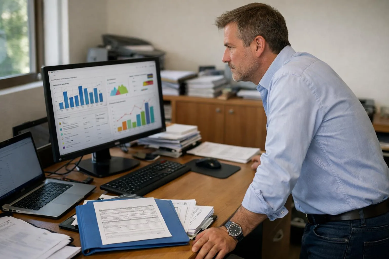 "Gestion Ma Prime Rénov' PME : un chef d'entreprise consulte son tableau de bord"