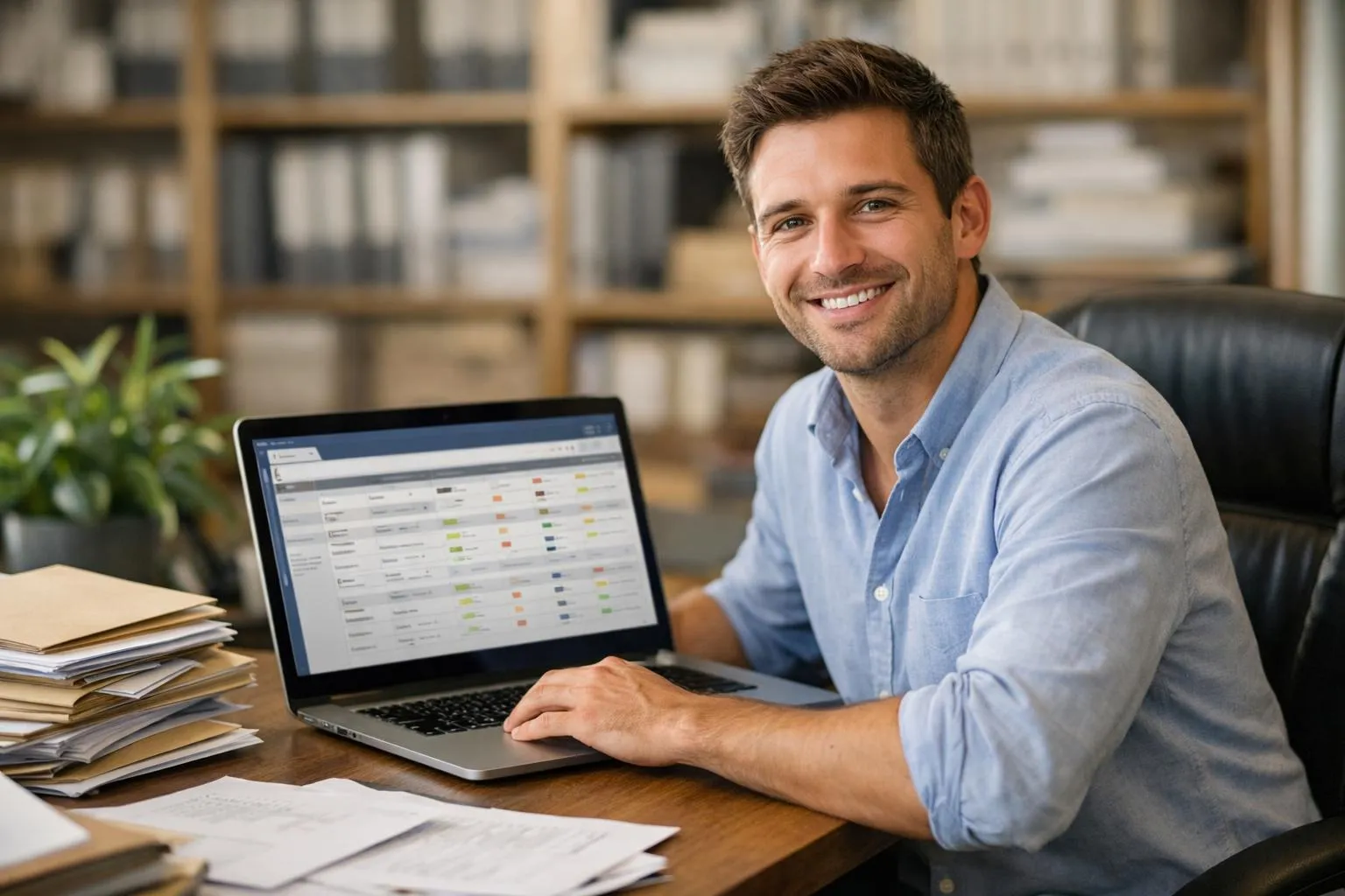 Logiciel suivi dossiers CEE, un jeune professionnel utilise un outil de gestion pour suivre ses dossiers CEE de manière effic