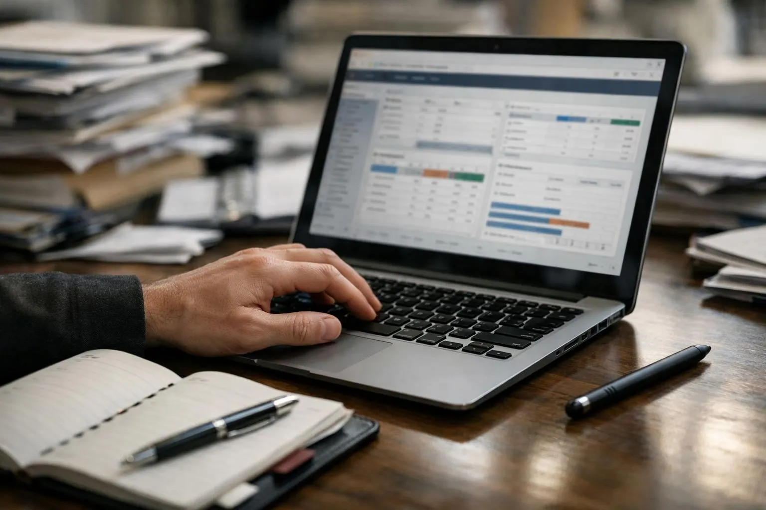 Main sur clavier ordinateur gestion administrative cee