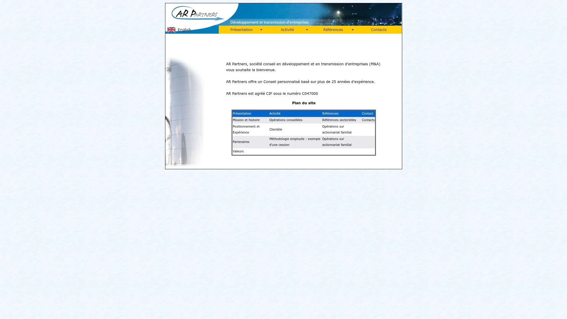 Site web d'une entreprise de conseil en développement d'entreprises.